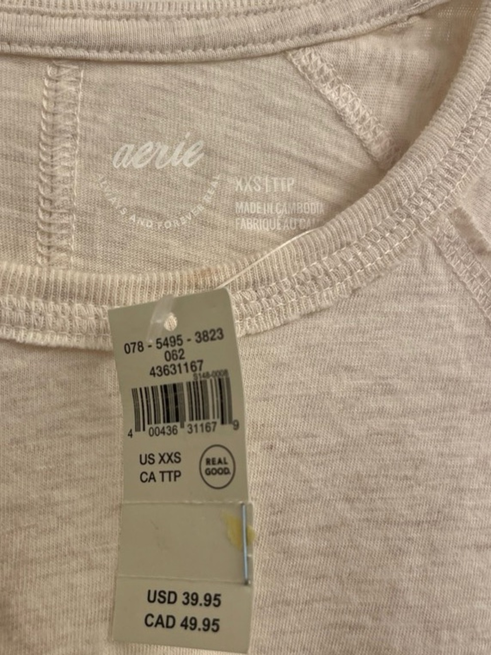 aerie Lightweight Crewneck Long Sleeve in Soft Beige - Picture 2 of 2